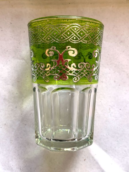 Teeglas 'Selsla' grün-silber, H 9 cm, Ø 5,5 cm