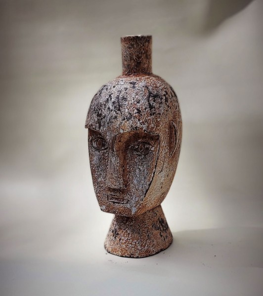 Primitif-Kopf aus Timor, Holz, H 25 cm, B 11 cm, L 12 cm