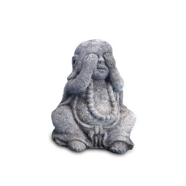 Zementfigur 'Happy Buddha - nichts sehen', H 18 cm, B 14 cm, T 12 cm