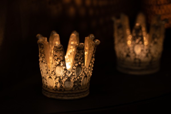 Teelicht 'Crown', aus Glas, Ø 8 cm, H 8 cm