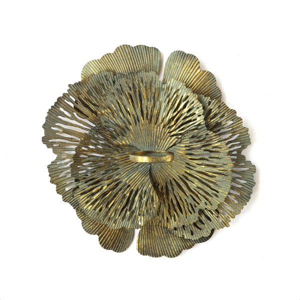 Wand-Teelichthalter Seerosenblatt, antik gold, H 34,5 cm, B 34 cm, L 11 cm