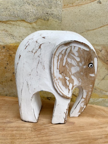Figur 'Elephant', vintage weiß, B 17 cm, H 20 cm, L 7 cm