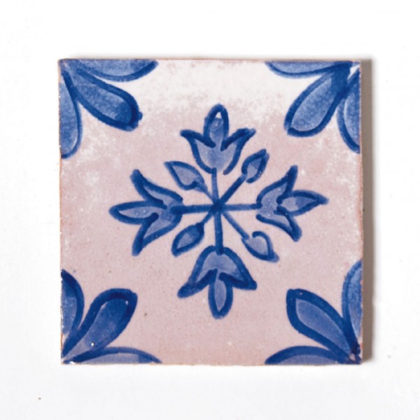 Fliese "fleur d'ognon", blau/weiß, L 10 cm, B 10 cm, H 1cm