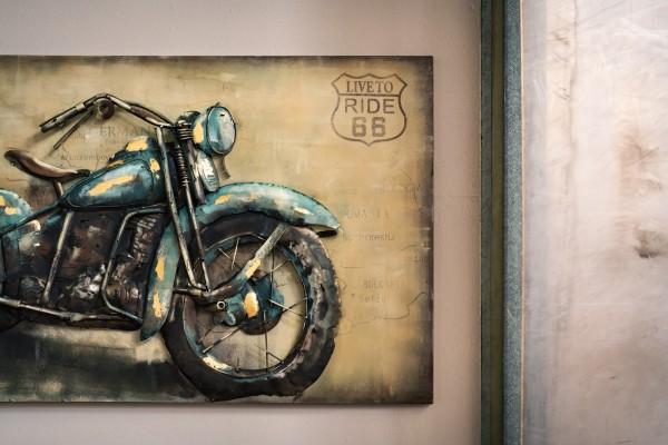 Wandkunst 'Motorrad 66', multicolor, B 120 cm, H 80 cm, T 8 cm