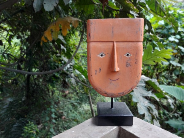 Maske 'African Man', orange, H 38 cm, B 21 cm, T 13 cm
