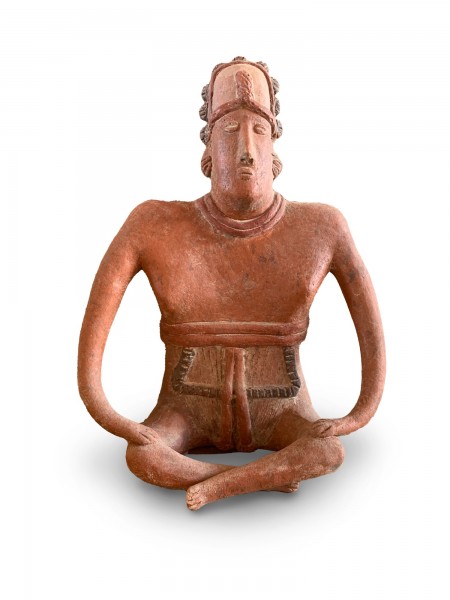 Terrakotta-Figur 'Colima', III, sitzend, handbemalt, L 10 cm, B 20 cm, H 27 cm