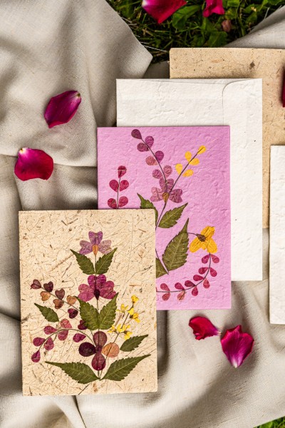 Grußkarte 'Blume', rosa, T 17,5 cm, B 12 cm