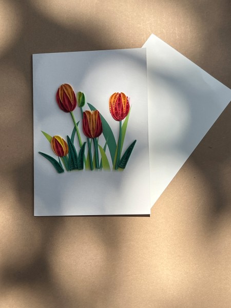 Grußkarte 'Tulpen', B 12,7 cm, H 17,8 cm