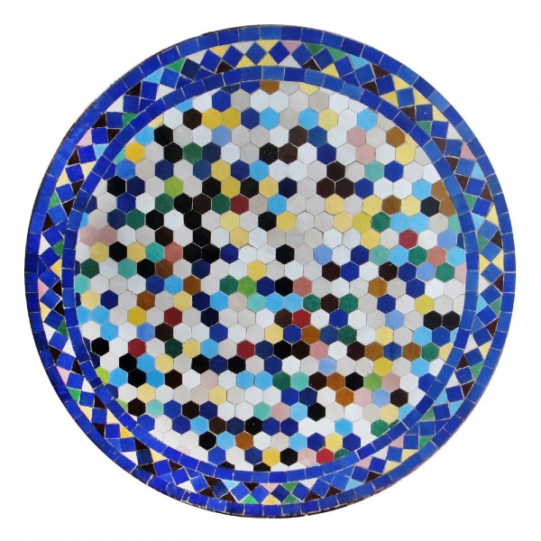 Mosaiktisch rund, multicolor, blau, Ø 80 cm