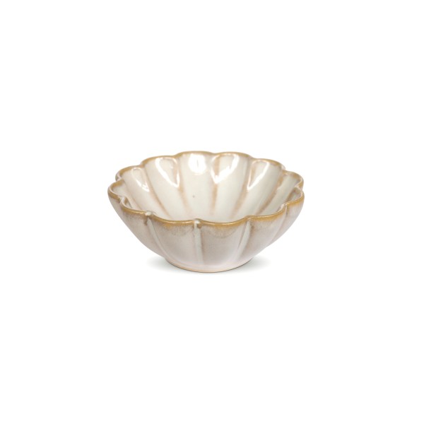 Keramikschale 'Blume', altweiß, beige, Ø 9 cm, H 3,5 cm