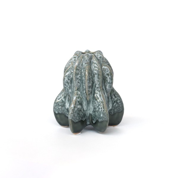 Keramik-Kerzenhalter, grau, B 10,6 cm, L 9,5 cm, H 11,5 cm