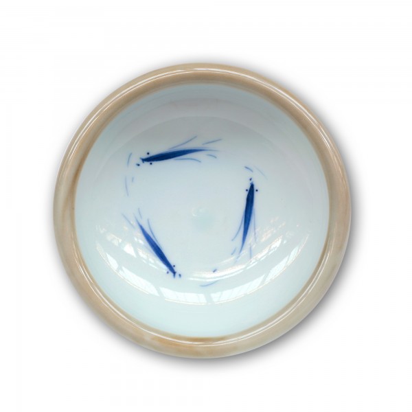 Keramikschale, weiß, blau, Ø 15 cm, H 5 cm
