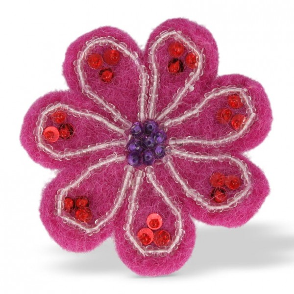 Brosche "Blume", pink, Ø 6 cm
