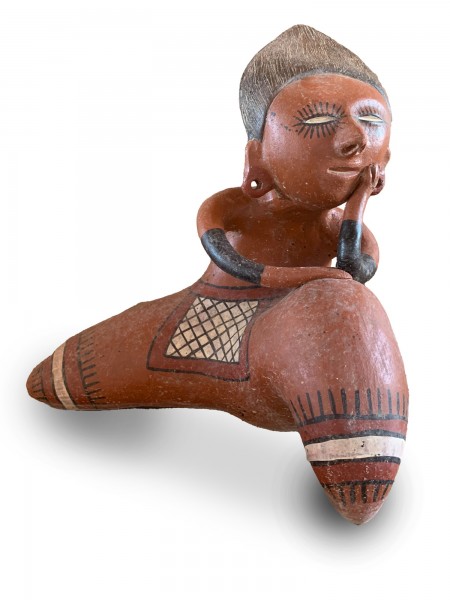 Terrakotta-Figur 'Nayarit', VI, posierend, handbemalt, L 32 cm, B 25 cm, H 32 cm