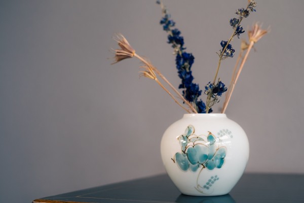 Keramikvase 'Flower', handbemalt, Ø 11 cm, H 10 cm
