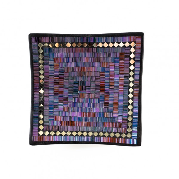Mosaikteller, violett, B 25 cm, L 25 cm, H 7 cm