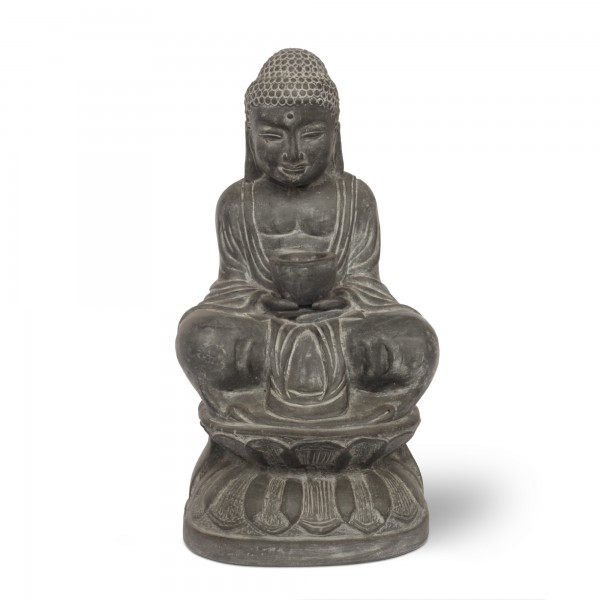 Terrakotta-Statue 'sitzender Buddha', grau, T 25 cm, B 22 cm, H 42 cm