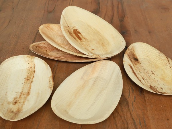 Schalen-Set aus Palmblättern 6 Stück, natur, B 33 cm, L 19 cm, H 4 cm