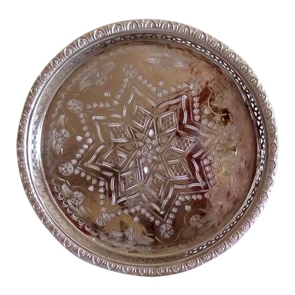 Marokkanisches Teetablett, silber, Ø 28 cm
