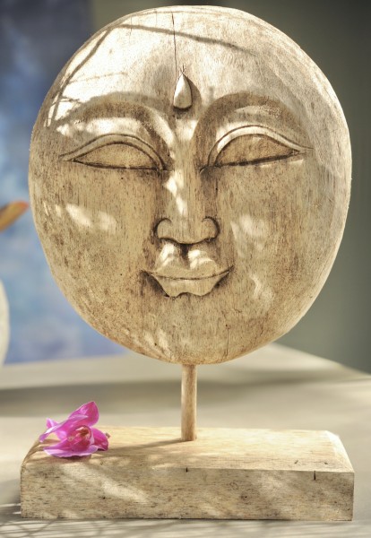 Buddha-Gesicht auf Ständer, natur, H 40 cm, B 24 cm, T 14 cm