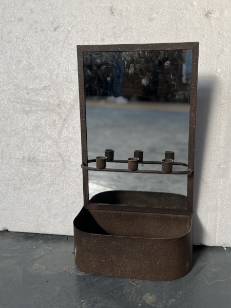 Spiegel mit Kerzenhaltern, Vintage-Eisen, H 50 cm, B 28 cm, L 15,5 cm