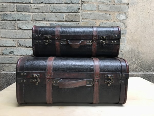 Kofferbox 'S', braun, rot, L 40 cm, B 24 cm, H 15 cm