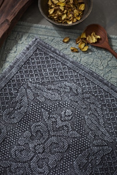 Badematte 'Izmir' aus Baumwolle, Ornament grau, 60 x 50 cm & 120 x 70 cm
