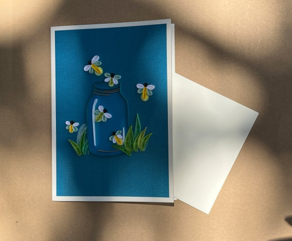 Grußkarte 'Glühwürmchen', B 12,7 cm, H 17,8 cm