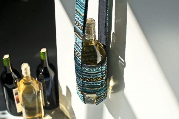 Flaschenhalter Nepalstyle 'Denaina', blau, grün, Ø 8 cm, H 20 cm