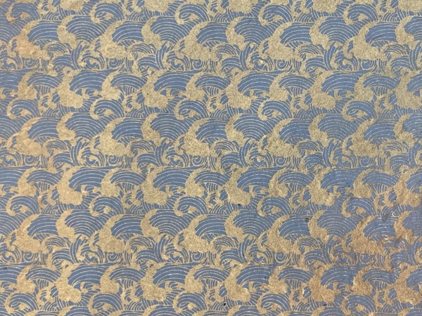Geschenkpapier 'Wellen' blau-gold, B 76 cm, L 51 cm