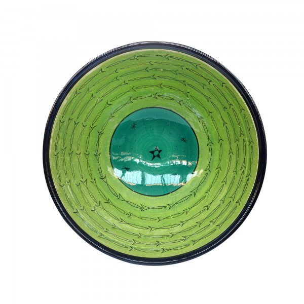 Zierschale 'Fisch', Keramik, grün, Ø 30 cm, H 12 cm