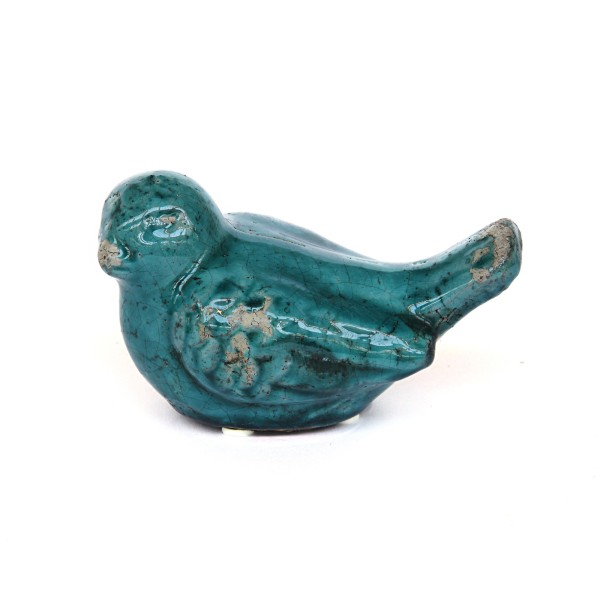Keramik Vogel blau, B 13,5 cm, L 8,2 cm, H 8 cm