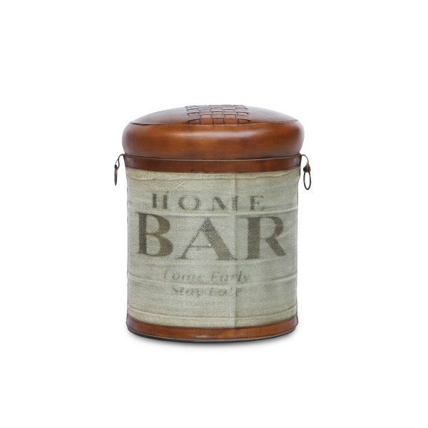 Sitzpouf 'Home Bar', grau, braun, Ø 39 cm, H 45 cm