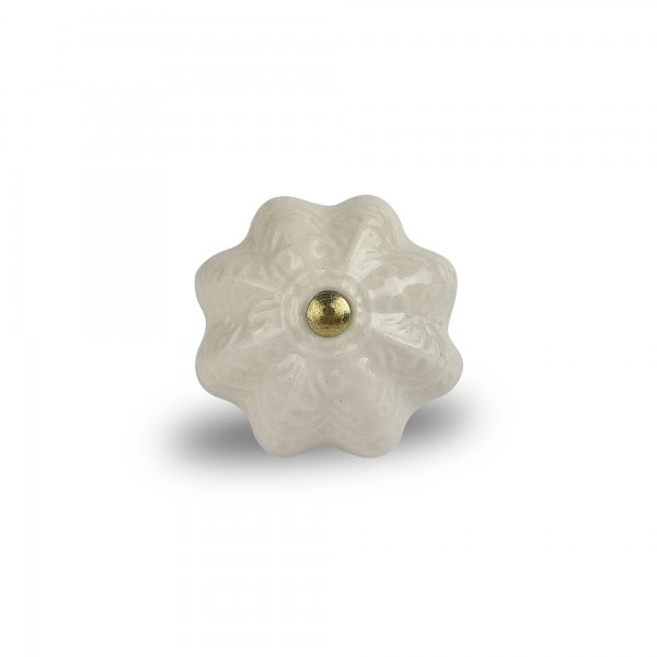 Keramik-Knauf 'Blume', weiß, Ø 4 cm, H 2,5 cm