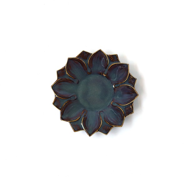 Servierplatte 'Lotusblüte', blau, Ø 14 cm, H 2,5 cm