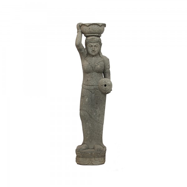Stein-Skulptur 'Göttin Tara', grau, H 150 cm, B 40 cm, T 25 cm