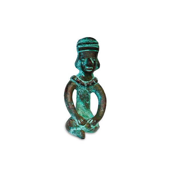 Maya-Figur 'Izamna' aus Terrakotta, grün, braun, H 20 cm, B 10 cm, L 9 cm