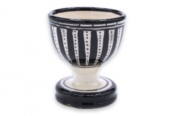 Keramik-Eierbecher, schwarz, weiß, Ø 5 cm, H 7 cm