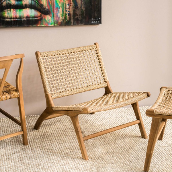 Lounge-Sessel 'Driessen' aus Teak, natur, B 65 cm, H 70 cm, L 78 cm