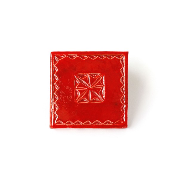 Geprägte Kachel 'Timbre Rouge', rot, H 10 cm, B 10 cm
