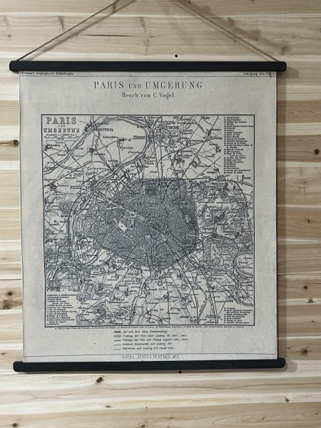 Rollbild 'Plan de Paris', H 93 cm, B 82 cm