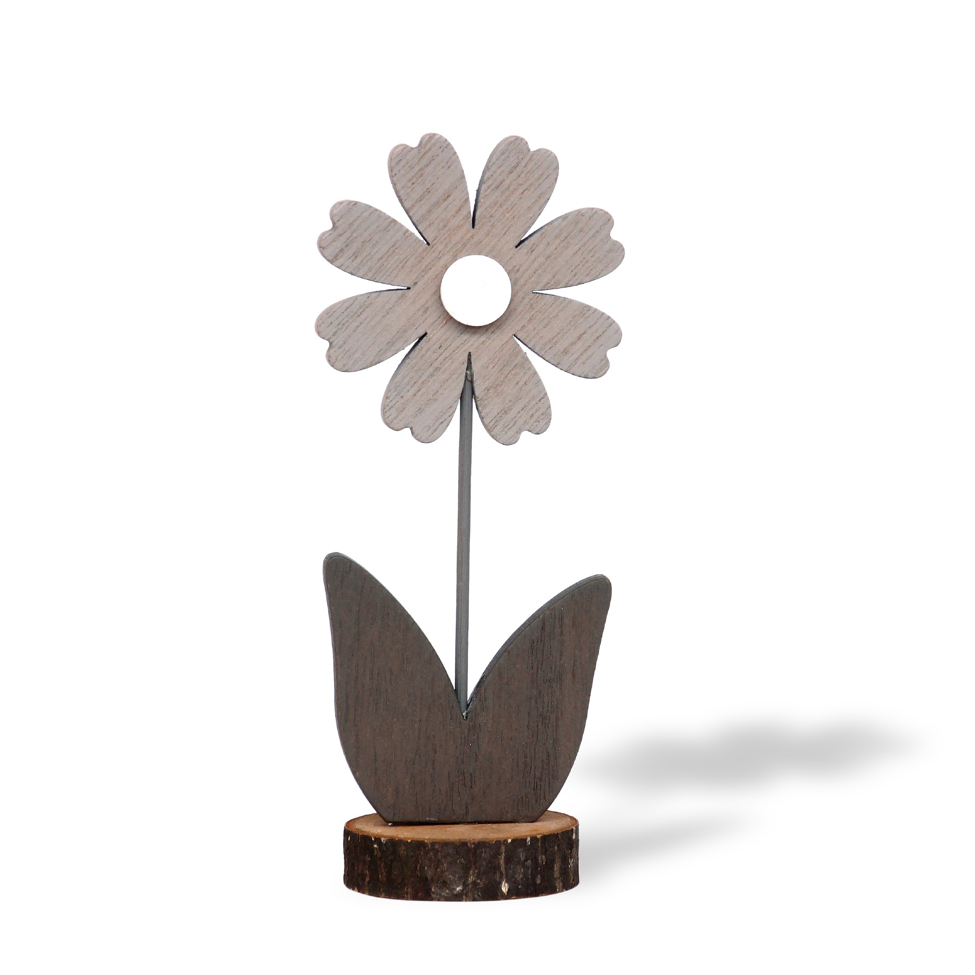 Figur 'Blume' aus Holz, grau, H 17 cm, B 7 cm, T 5 cm von