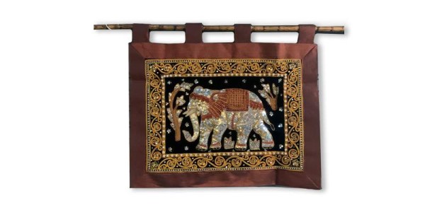 Textil-Wandbild 'Elefant', braun, multicolor, H 52 cm, B 68 cm