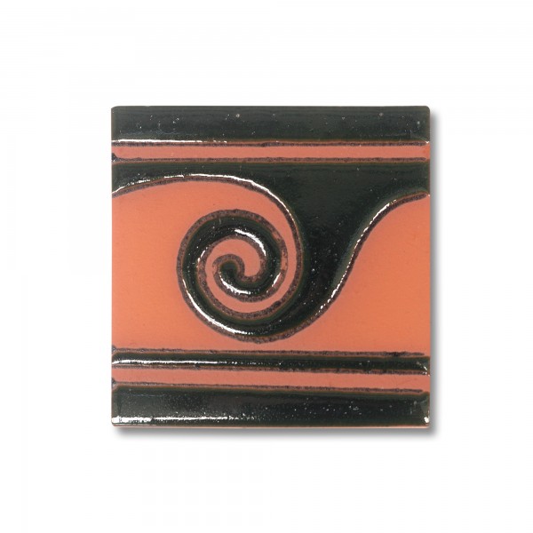 Reliefkachel 'Onda', schwarz, rot, T 10 cm, B 10 cm, H 0,5 cm