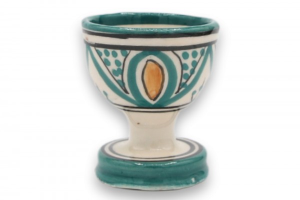 Keramik-Eierbecher, grün, weiß, Ø 5 cm, H 7 cm
