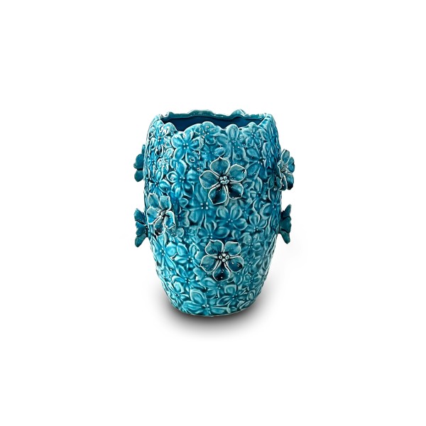 Keramikvase 'Pirolette', blau, Ø 16 cm, H 20 cm
