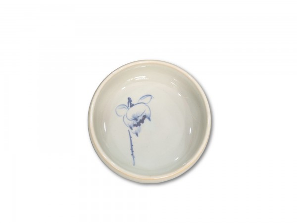 Keramikschale, weiß, blau, Ø 13 cm, H 5 cm