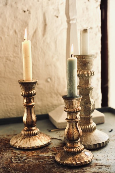 Kerzenständer 'Petit', aus Glas, antik silber, H 14 cm, Ø 8,5 cm