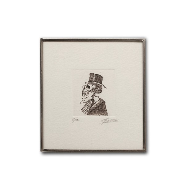 Radierung 'Mann mit Hut', gerahmt, H 11 cm, B 10 cm