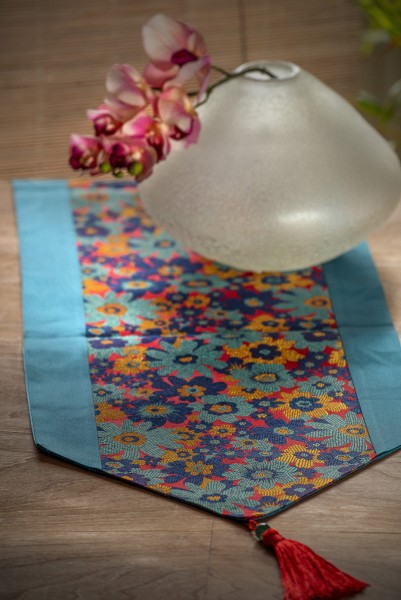 Tischläufer blau-multicolor, L 200 cm, B 33 cm